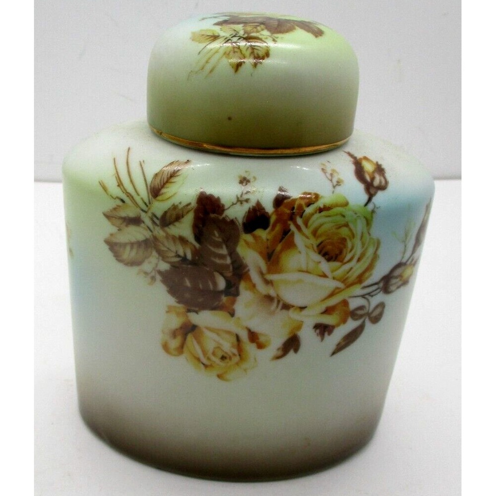 Antique Sevres? Porcelain Jar Canister Yellow Roses